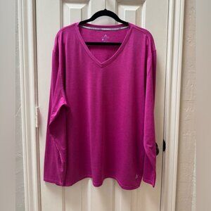 Arctic Cool 2X Women’s Cooling V-Neck Long-Sleeve T-Shirt, Deep Rose Heather